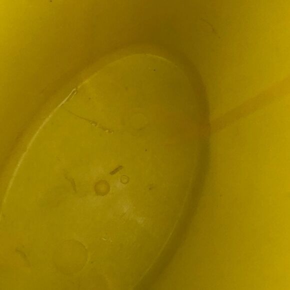 Vintage Yellow Embossed Floral Footed Wastebasket 1970s Small Trash Can 13" - Picture 5 of 12